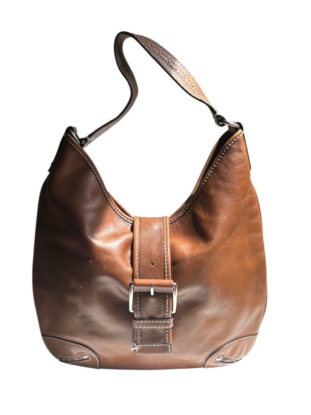 Michael Kors Hutton Leather Shoulder Hobo Buckle Bag